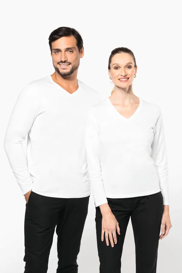 Ladies' V-neck long-sleeved Supima® t-shirt
