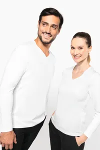 Ladies' V-neck long-sleeved Supima® t-shirt