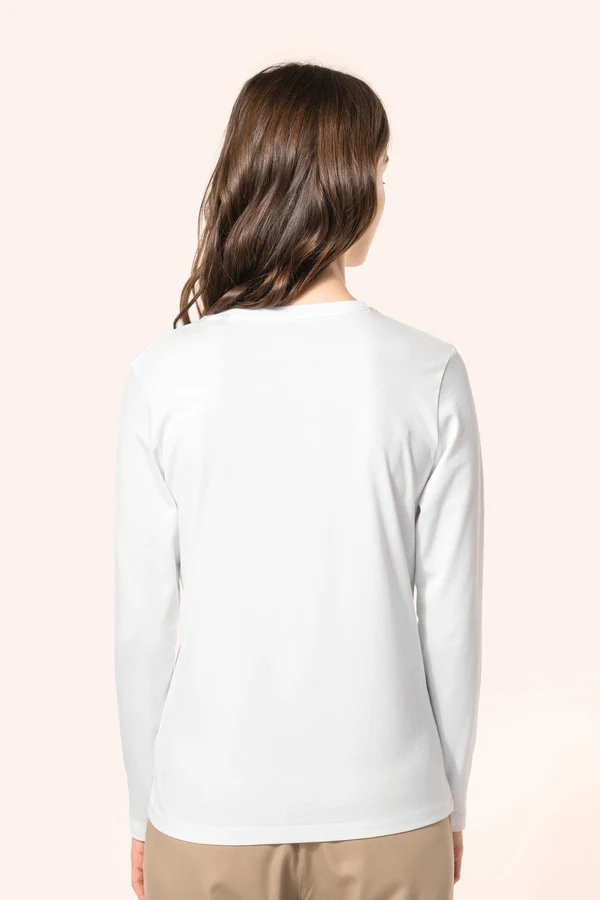 Supima® Damen-T-Shirt mit V-Ausschnitt und langen Ärmeln