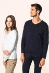 Supima® Damen-T-Shirt mit V-Ausschnitt und langen Ärmeln