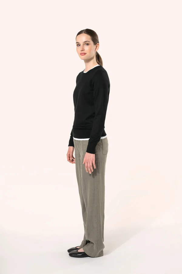 Supima®-Damenpullover mit Rundhalsausschnitt