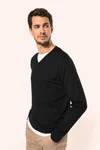 Merino-Herrenpullover mit V-Ausschnitt