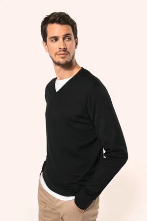 Merino-Herrenpullover mit V-Ausschnitt