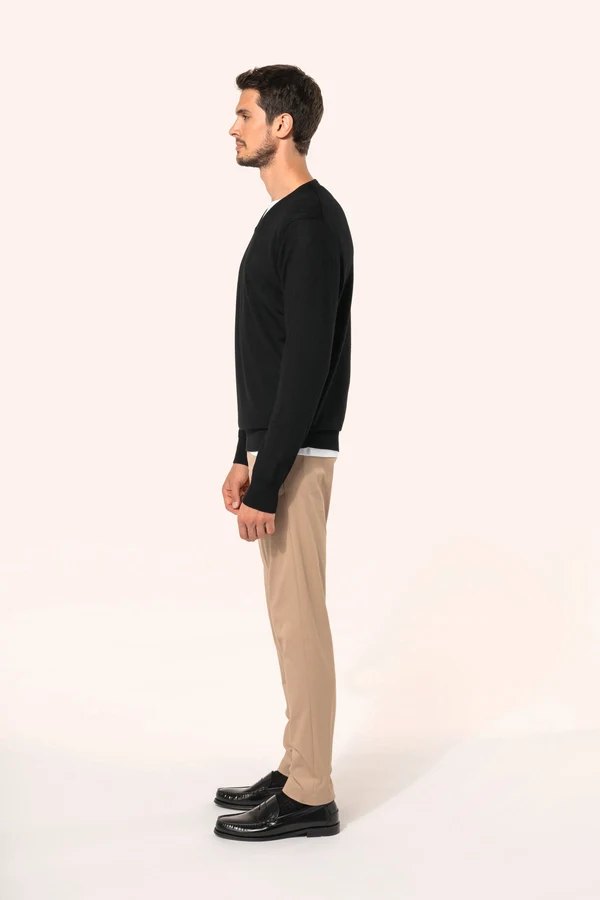 Merino-Herrenpullover mit V-Ausschnitt