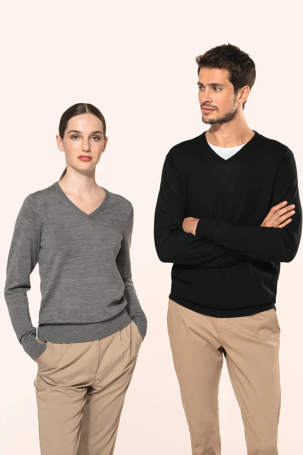 Merino-Herrenpullover mit V-Ausschnitt