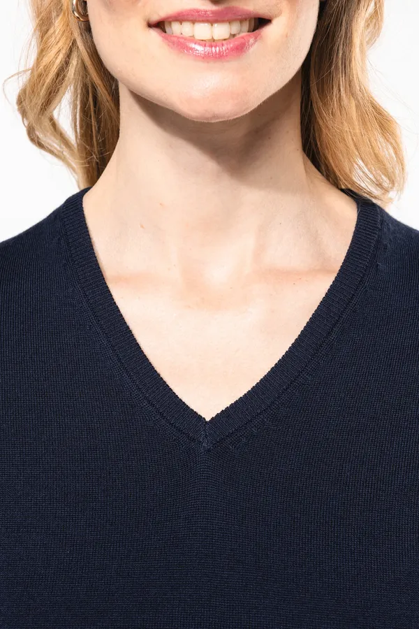 Ladies' V-neck merino jumper