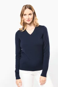 Ladies' V-neck merino jumper