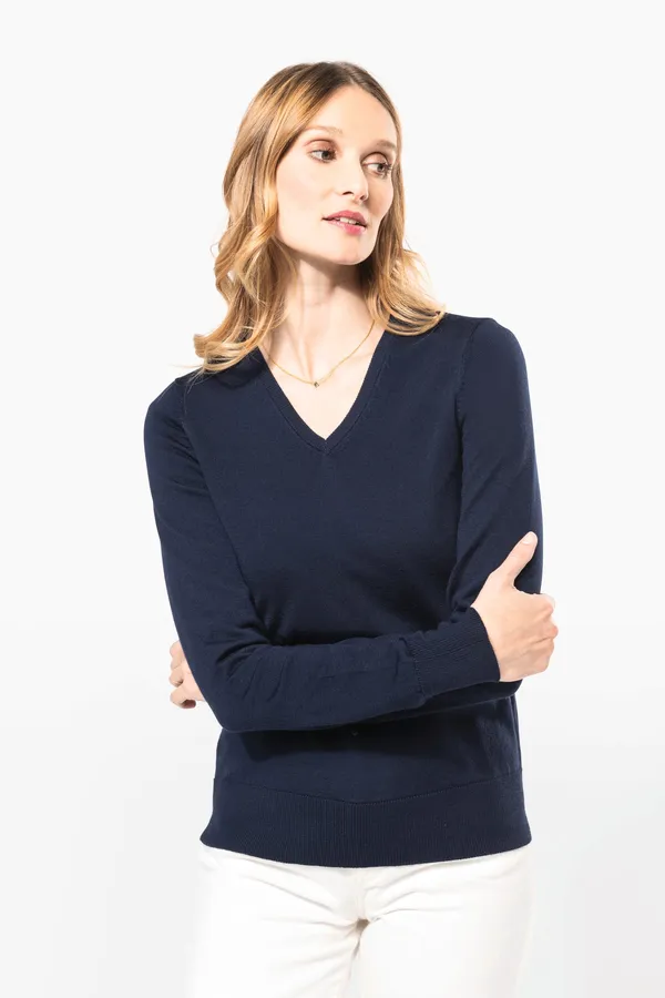 Ladies' V-neck merino jumper