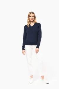 Ladies' V-neck merino jumper