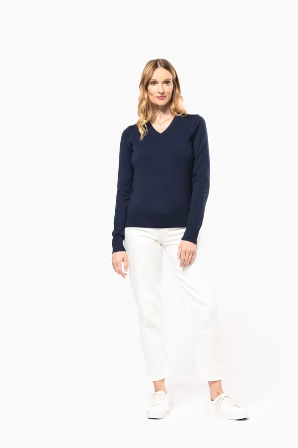 Ladies' V-neck merino jumper
