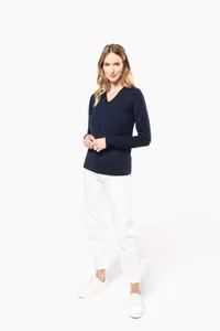 Ladies' V-neck merino jumper