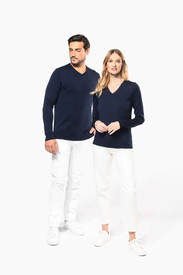 Ladies' V-neck merino jumper