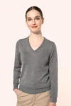 Merino-Damenpullover mit V-Ausschnitt