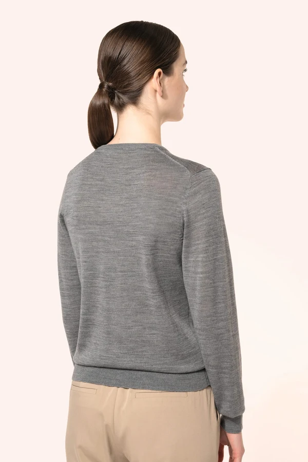 Merino-Damenpullover mit V-Ausschnitt