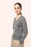 Merino-Damenpullover mit V-Ausschnitt