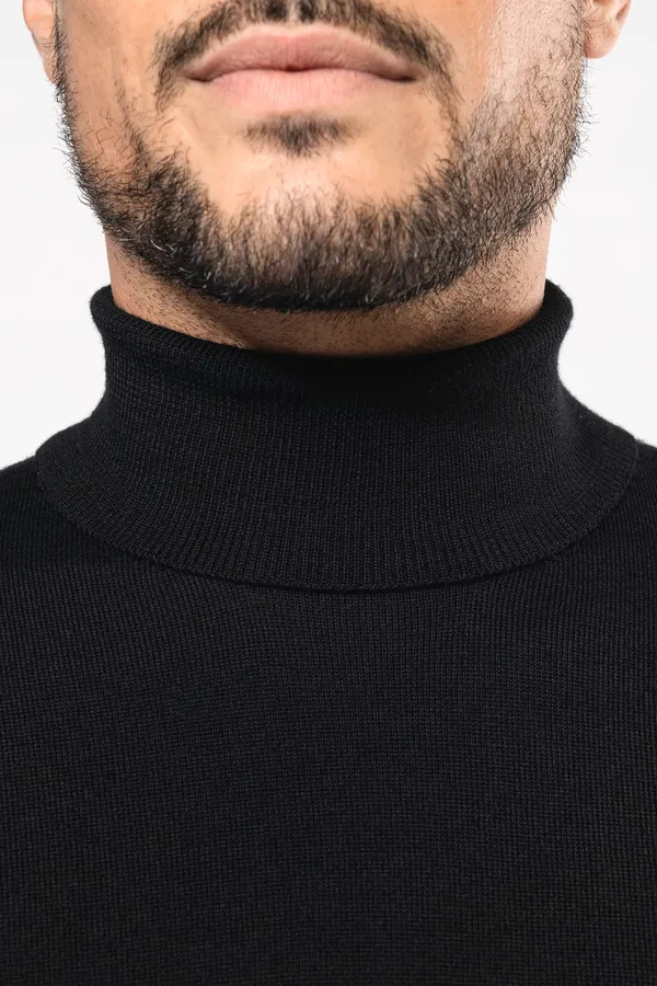 Men's roll-neck merino jumper