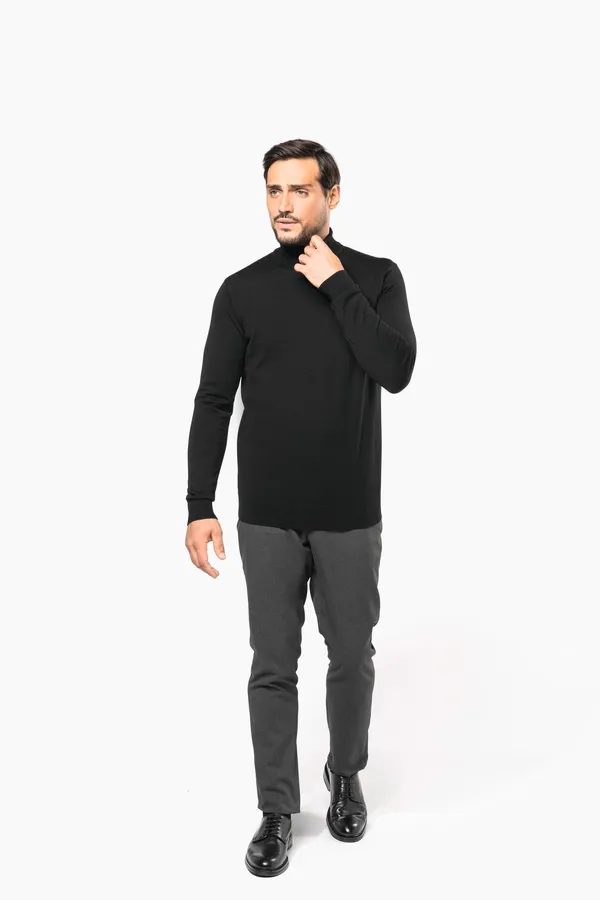 Men's roll-neck merino jumper