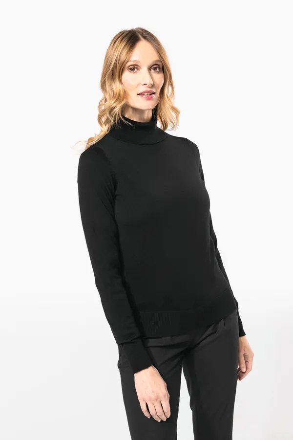 Ladies' roll-neck merino jumper
