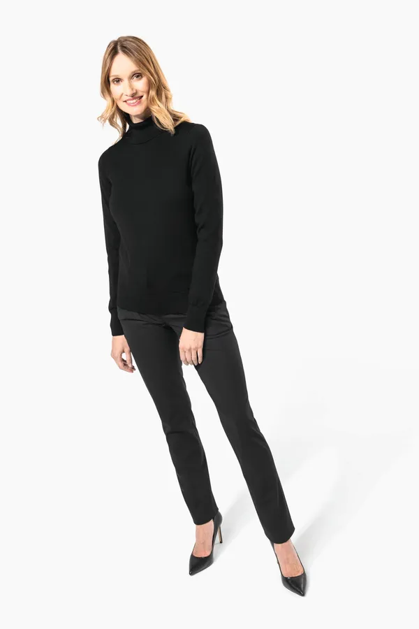 Ladies' roll-neck merino jumper