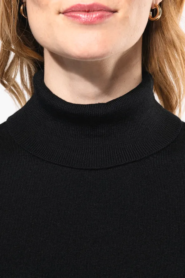 Ladies' roll-neck merino jumper