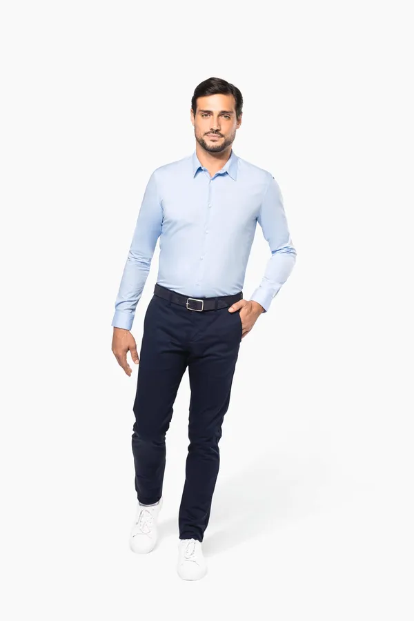 Men's long-sleeved poplin shirt