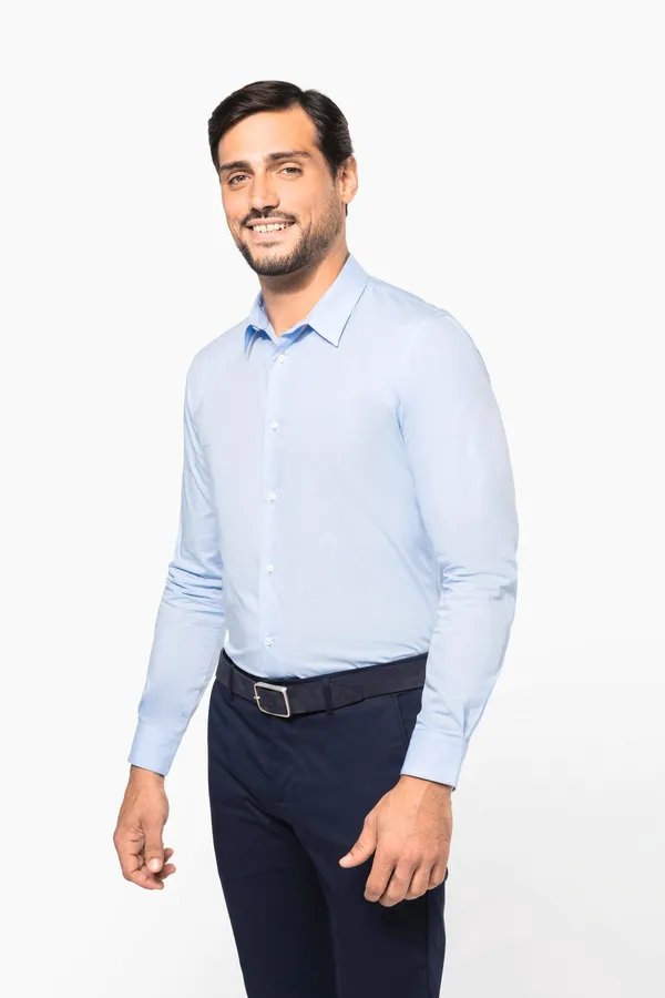 Men's long-sleeved poplin shirt