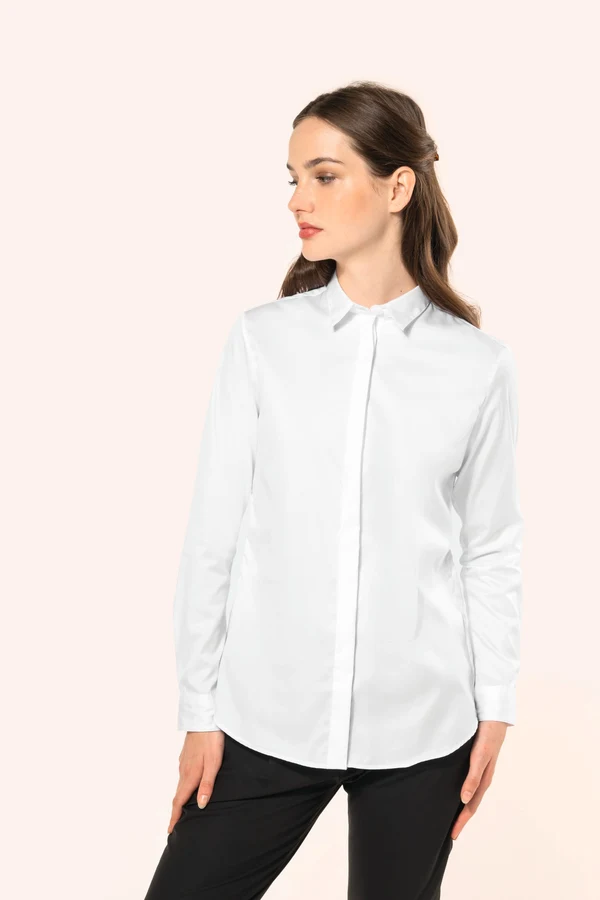Twill-Damenhemd mit langen Ärmeln