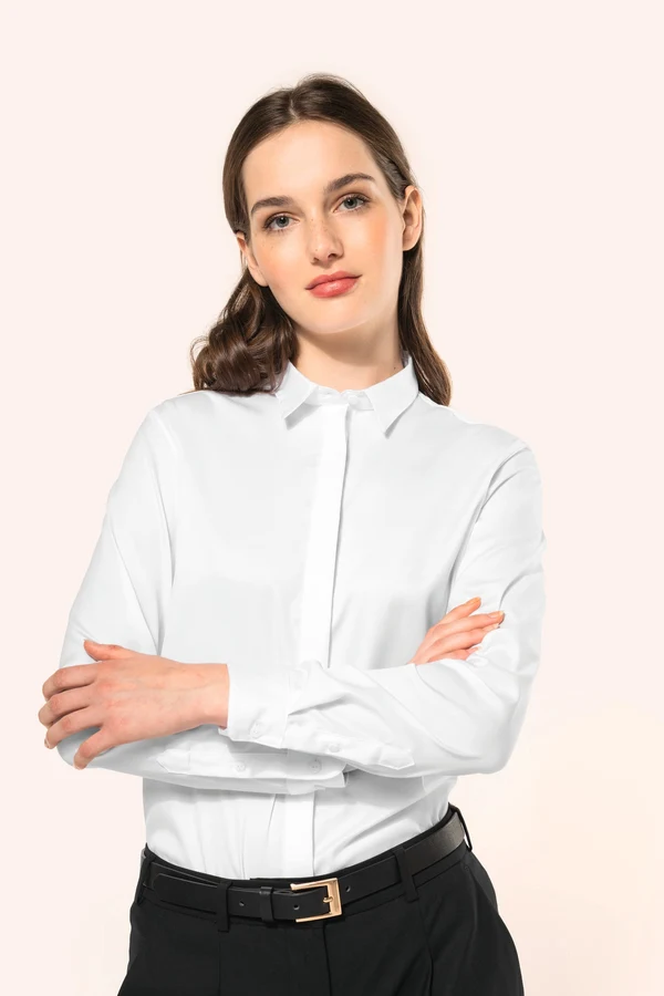 Twill-Damenhemd mit langen Ärmeln