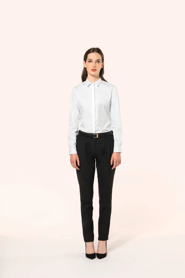 Twill-Damenhemd mit langen Ärmeln