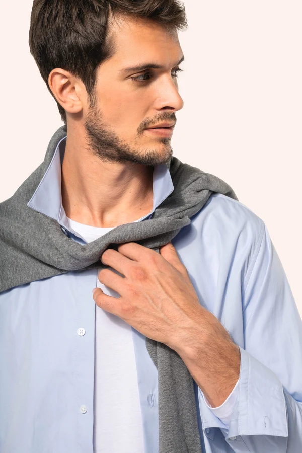 Popeline-Hemd für Herren mit langen Ärmeln