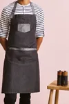 Domain - Contrast denim bib apron Black Denim