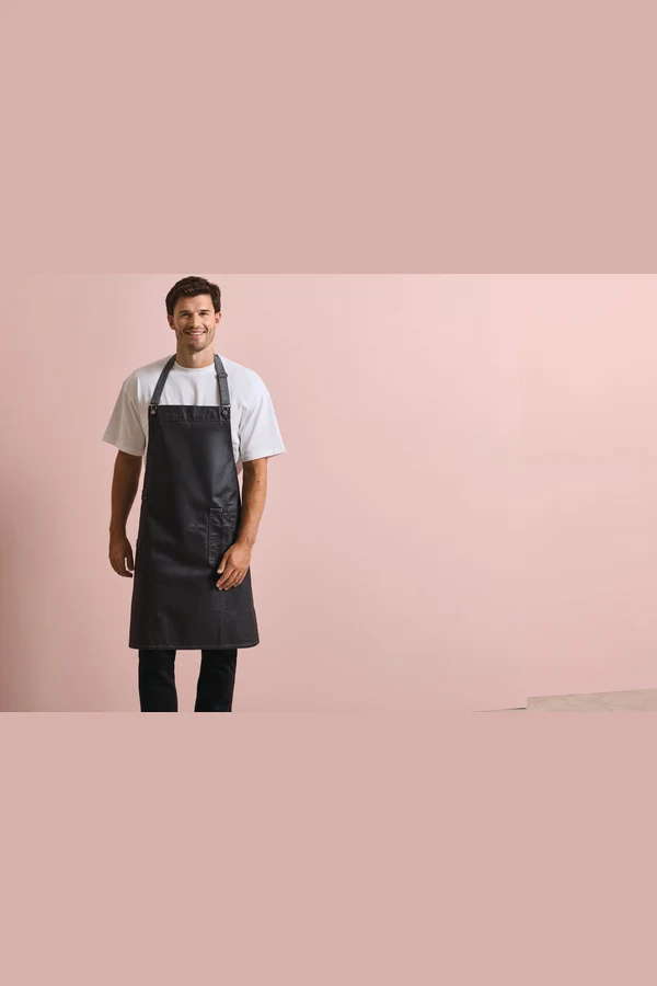 District - Waxed look denim bib apron