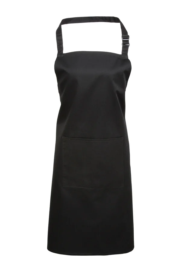 Colours Bib Apron With Pocket Black