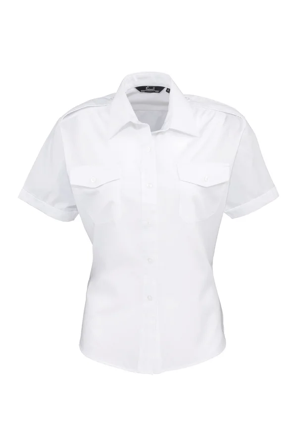 Ladies' Short-Sleeved Pilot Shirt White