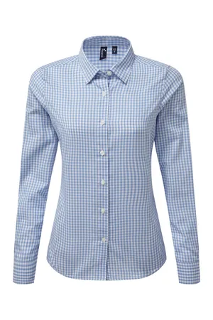 Bluse mit großen Vichy-Karos Light Blue / White