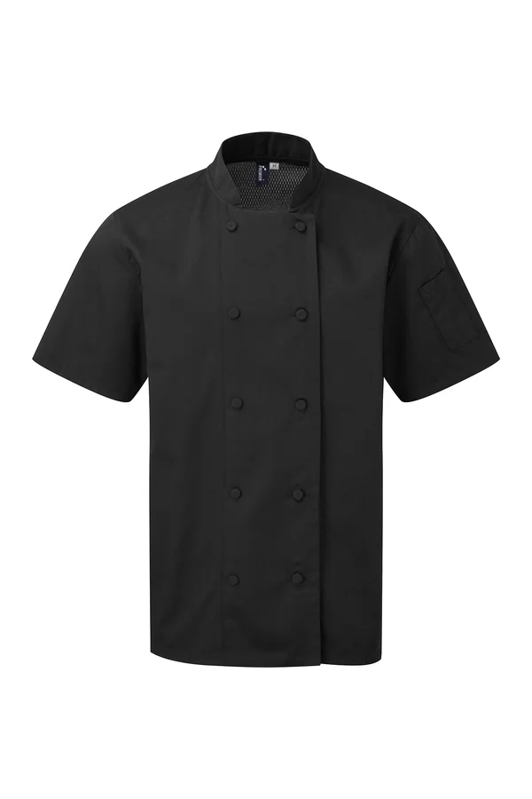 Kurzärmlige Coolchecker®-Kochjacke Black