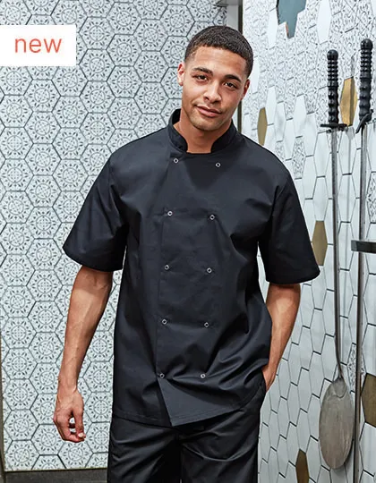 Studded Front Short Sleeve Chef´s Jacket