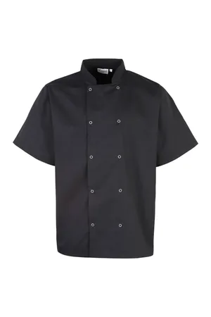 Studded Front Chef's Jacket Black