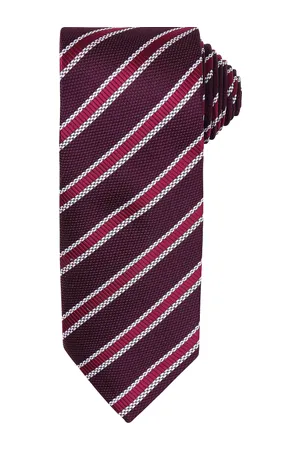 Waffle stripe tie Aubergine / Burgundy