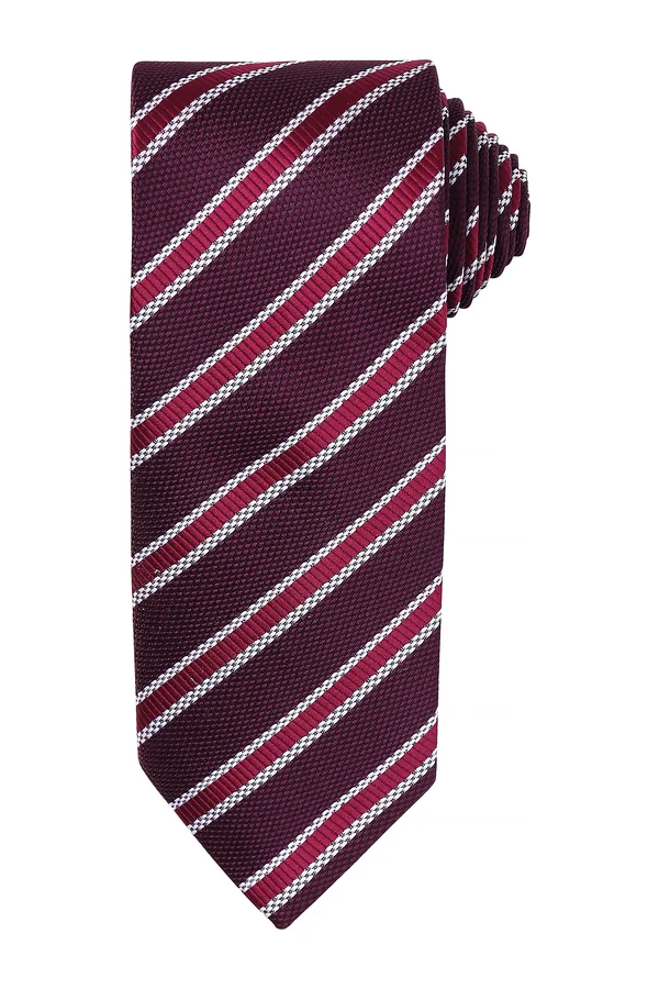 Waffle stripe tie Aubergine / Burgundy