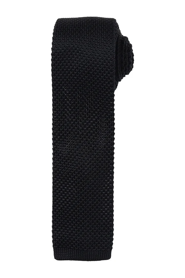 Slim knitted tie Black