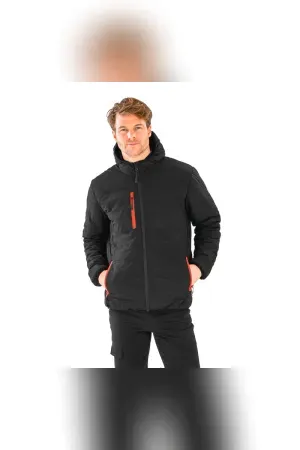 Recycled black compass quilted jacket