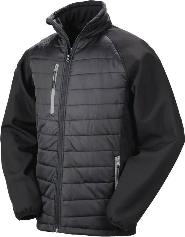 Black compass padded soft shell jacke