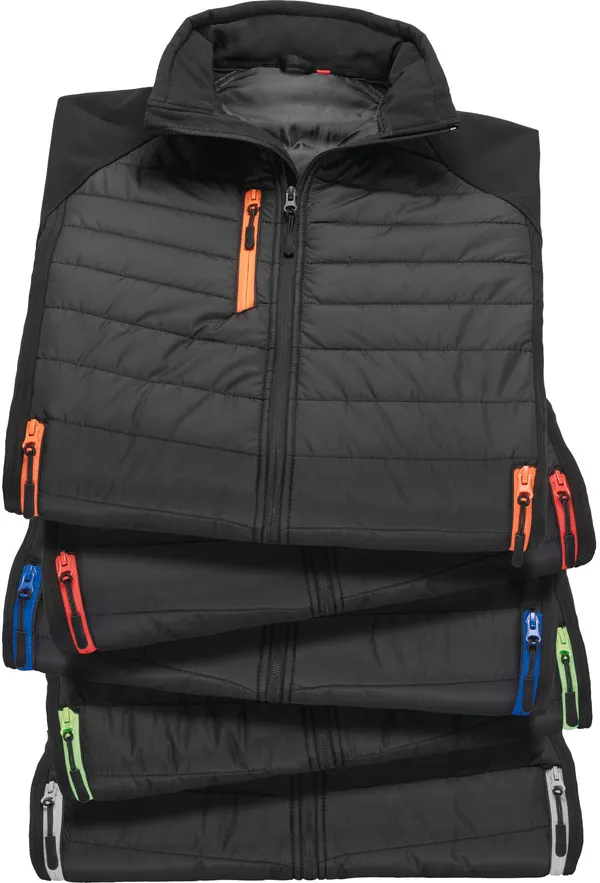 Black compass padded soft shell gilet