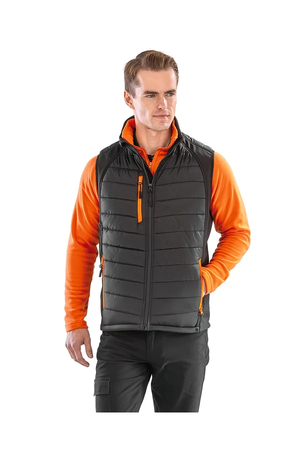 Black compass padded soft shell gilet