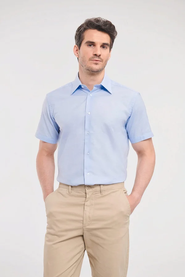 Tailliertes Oxford Hemd - Kurzarm Oxford Blue