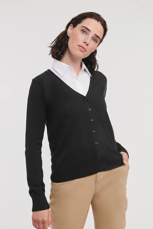 Ladies' V-neck Knitted Cardigan Black