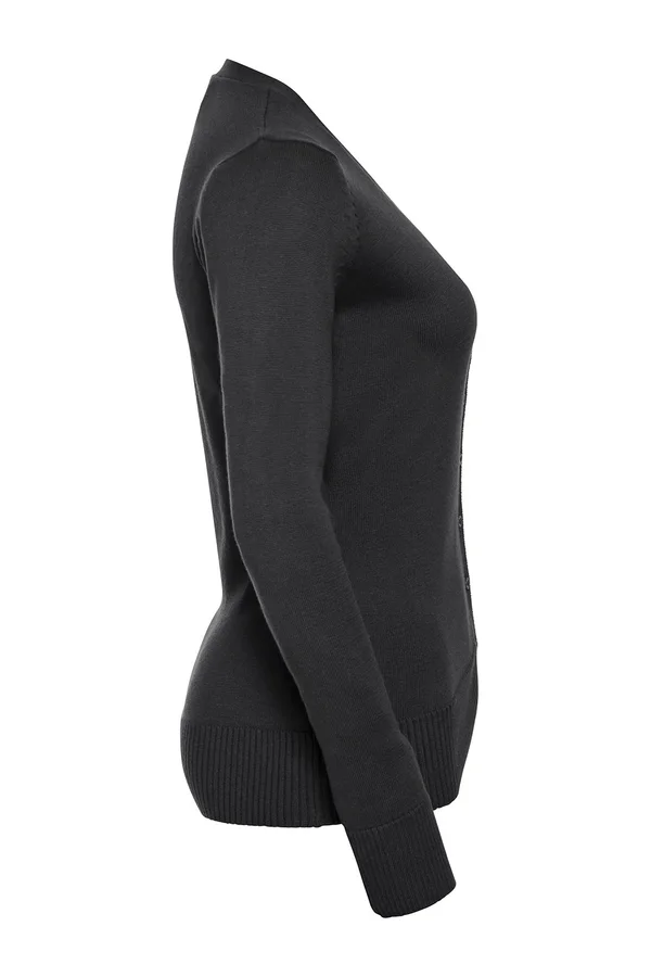 Ladies' V-neck Knitted Cardigan Black