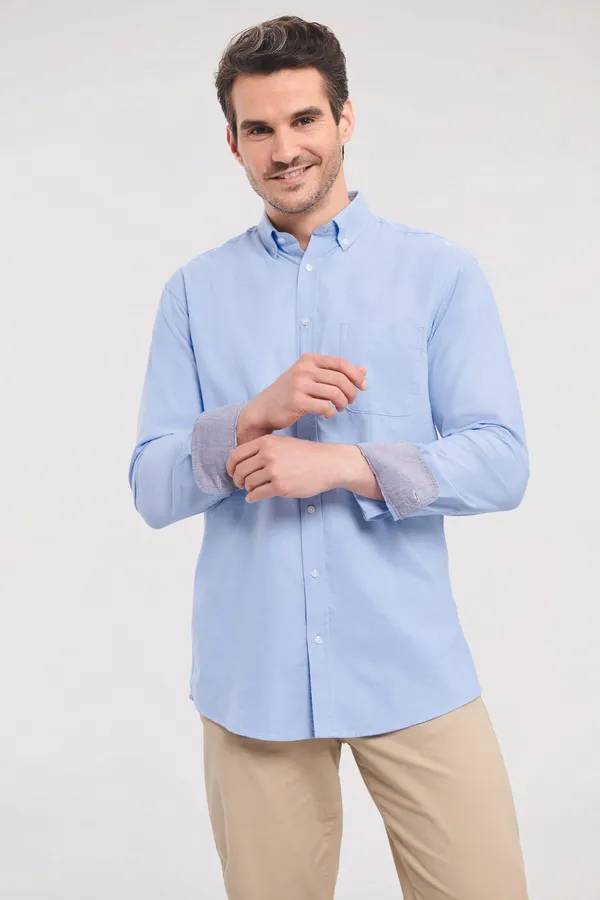 Long-sleeved washed Oxford Shirt
