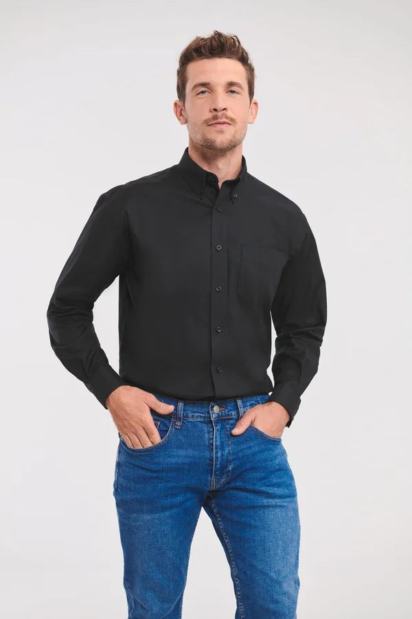 Men's Long Sleeve Easy Care Oxford Shirt Black